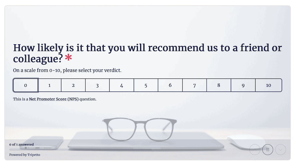 An example of a 1–10 rating scale question system.