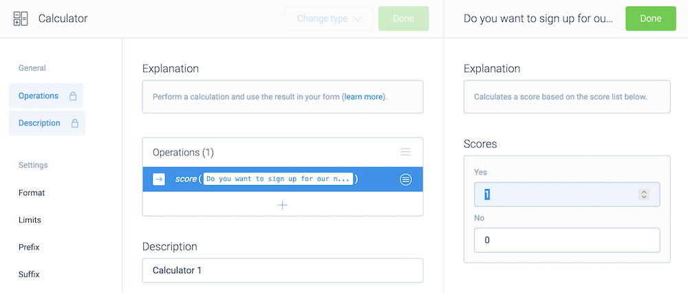 A screenshot of the form builder in Tripetto