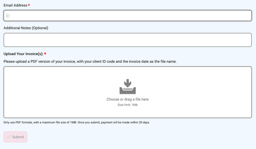 An invoice form in Tripetto