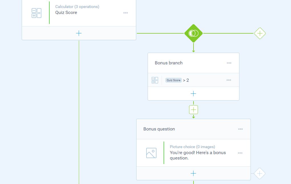 Use the outcome of a Calculator block to follow a logic flow.