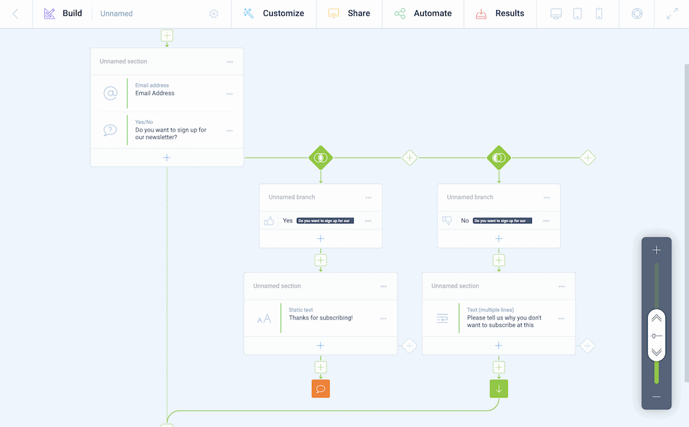 Using conditional logic within Tripetto.