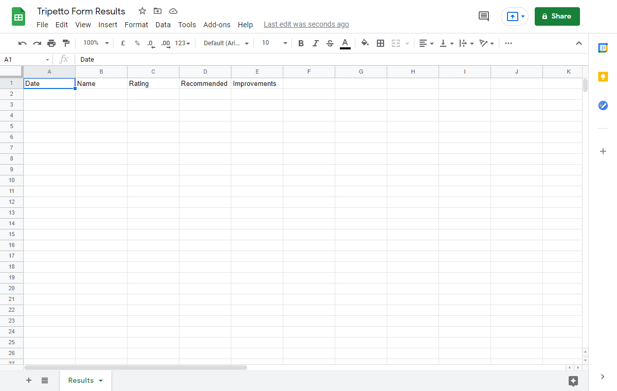 Screenshot of Google Sheets.