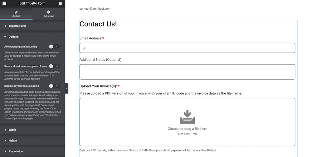 Adding a Tripetto form to Elementor.