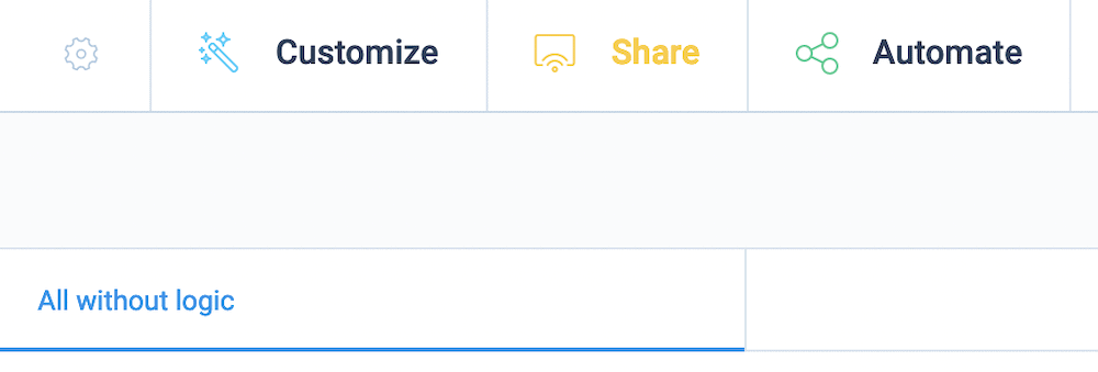 The Share link within Tripetto.