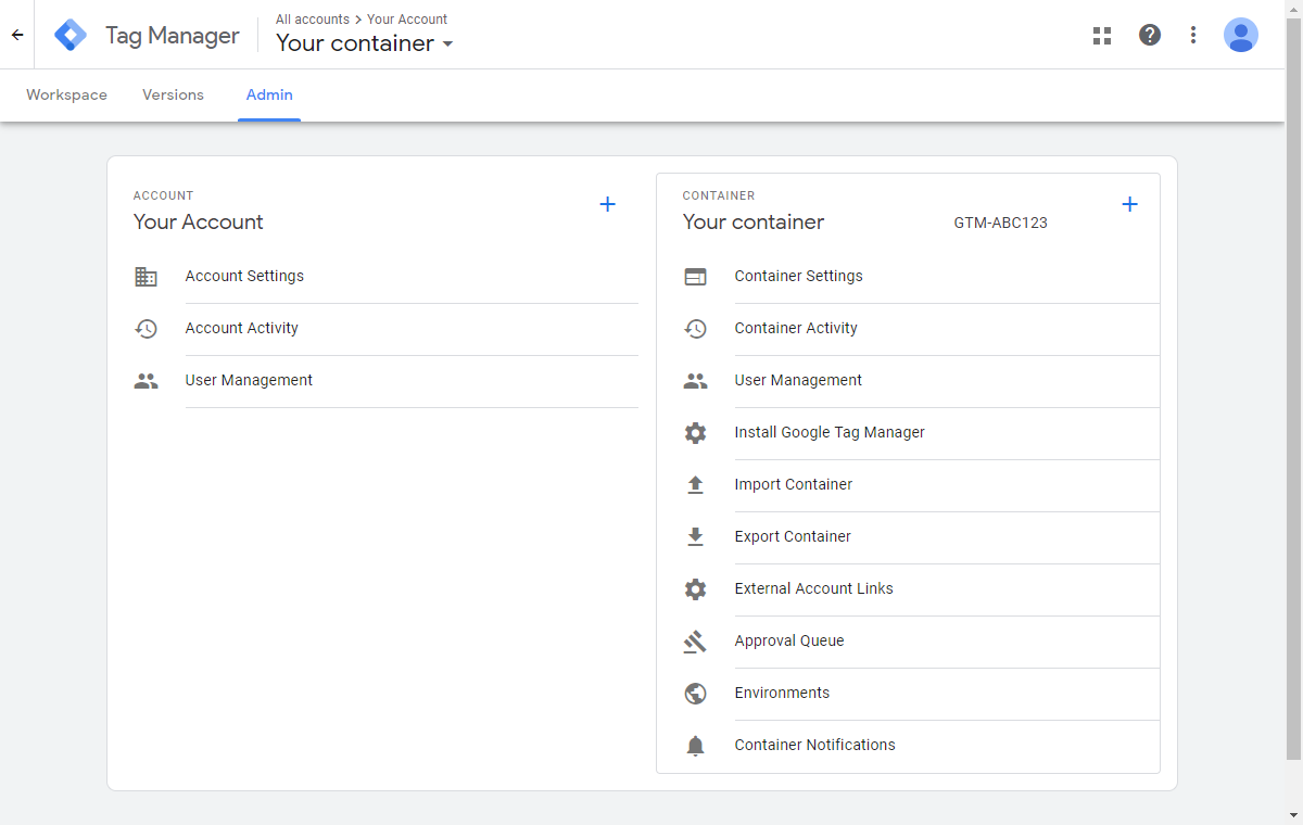 Screenshot of Google Tag Manager