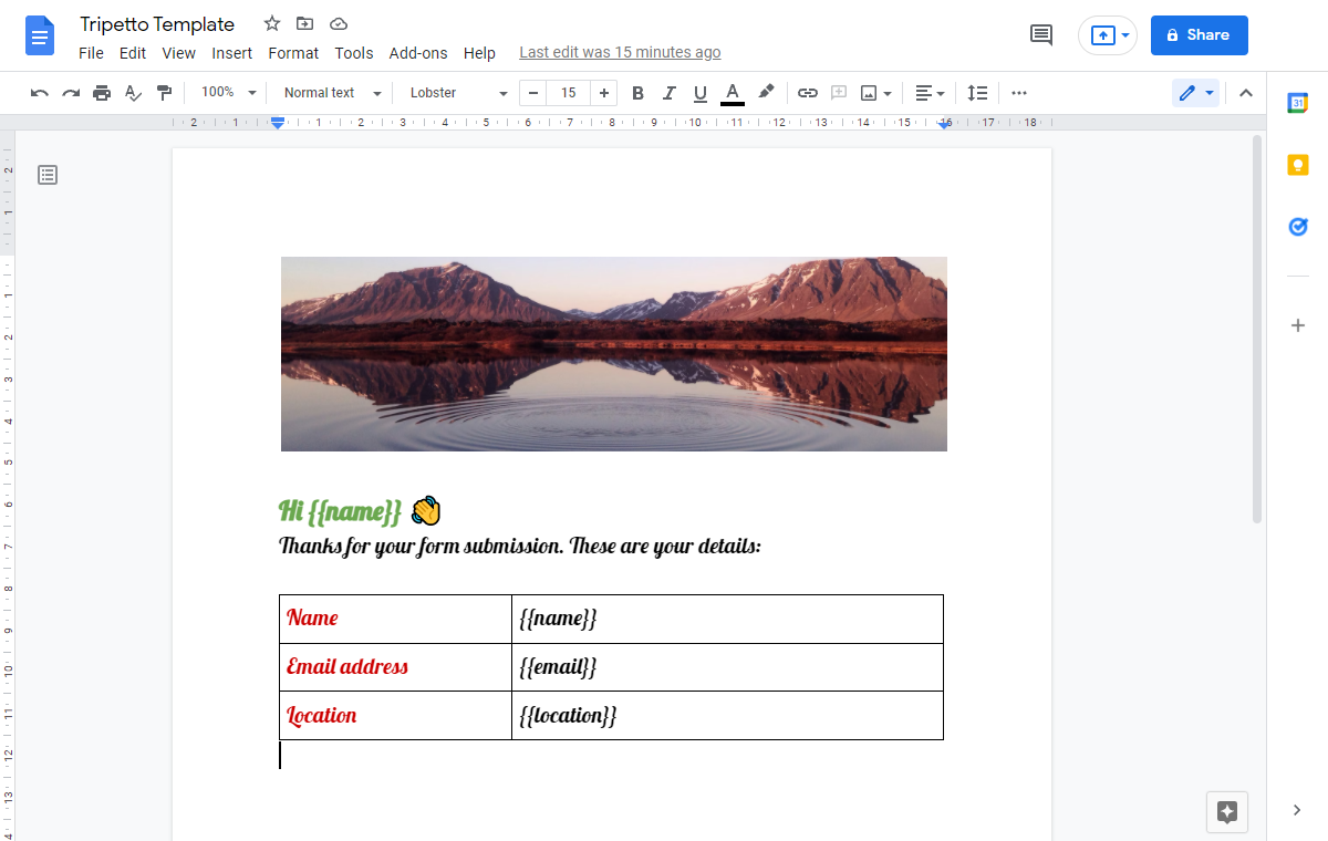 Screenshot of Google Docs