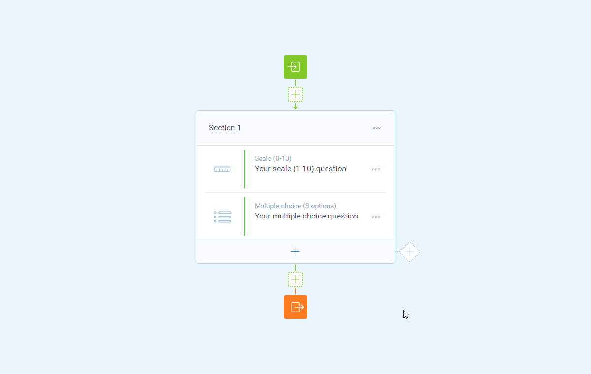 Screenshot of the form builder in Tripetto