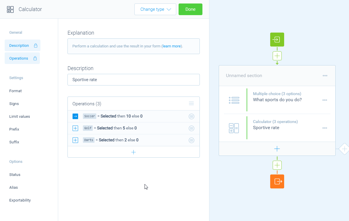 Screenshot of the form builder in Tripetto