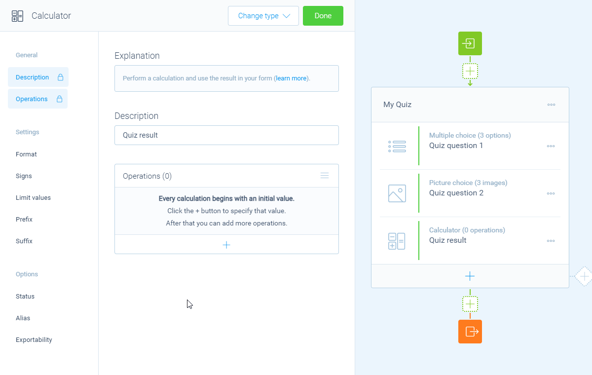 Screenshot of the form builder in Tripetto