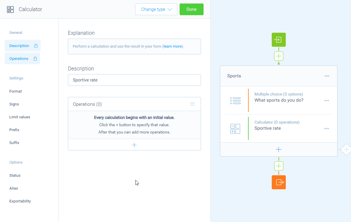 Screenshot of the form builder in Tripetto