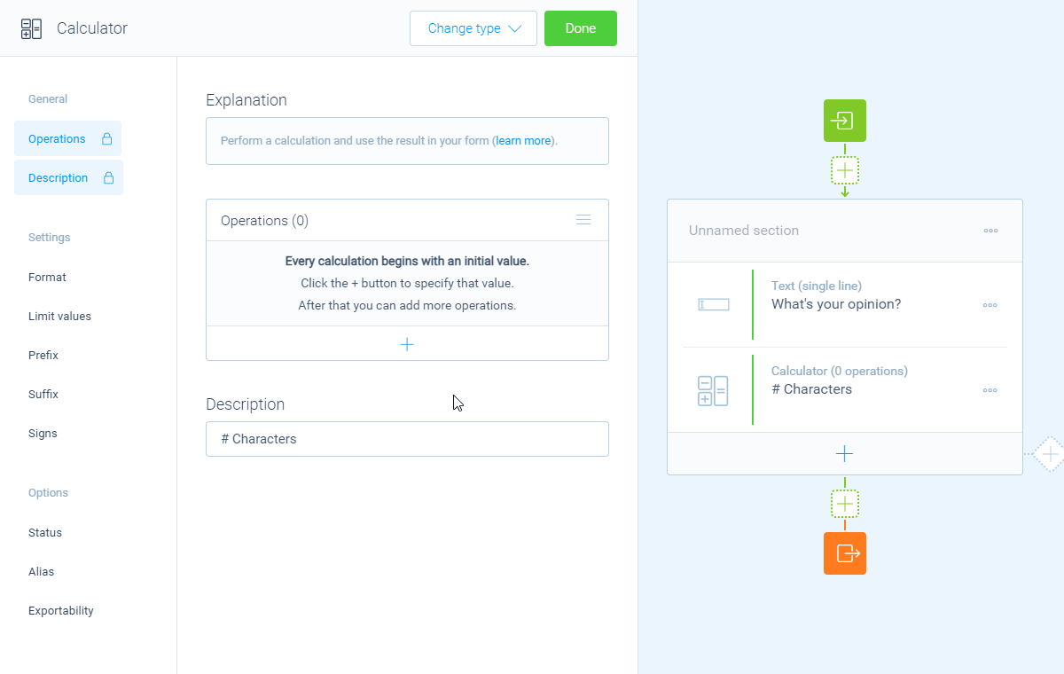 Screenshot of the form builder in Tripetto