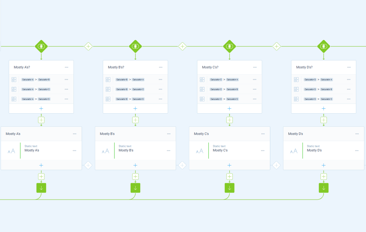 Screenshot of comparison branches in Tripetto