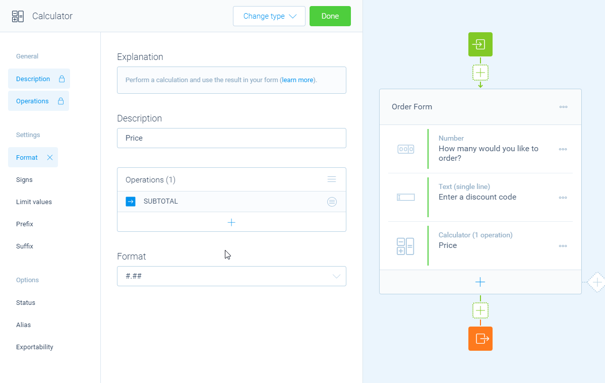 Screenshot of the form builder in Tripetto