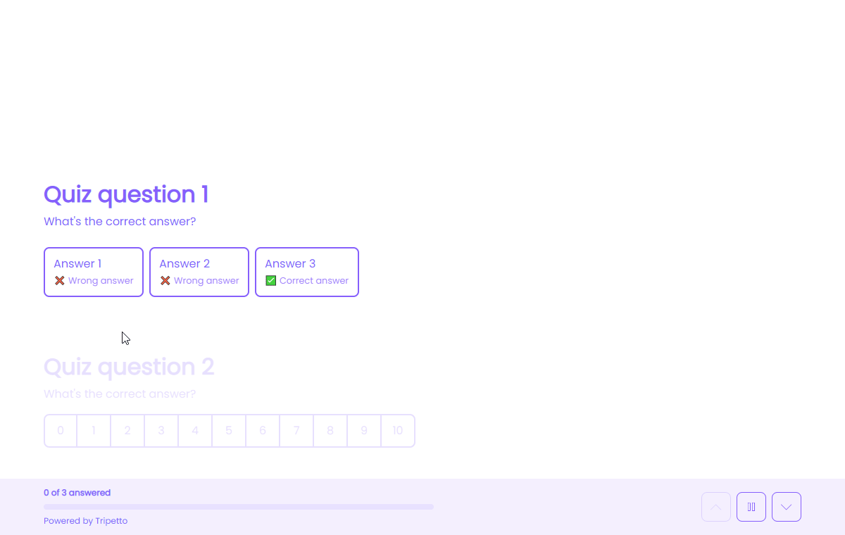 Screenshot of a quiz in Tripetto