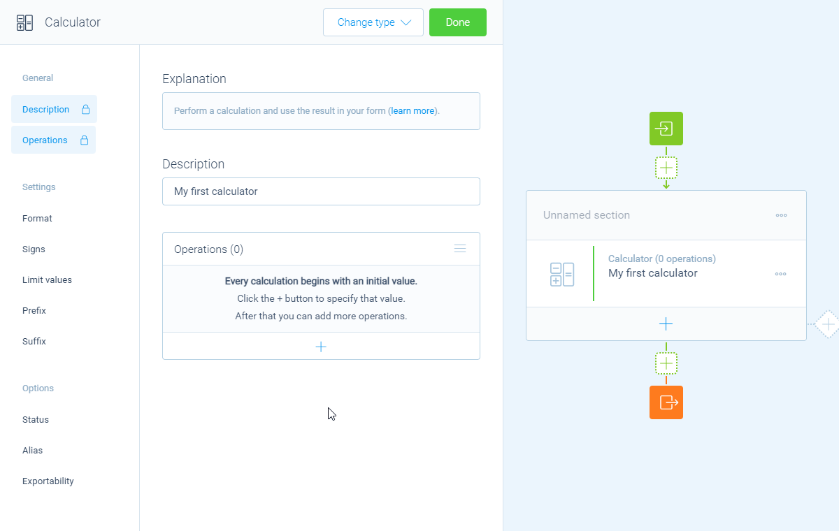 Screenshot of the form builder in Tripetto