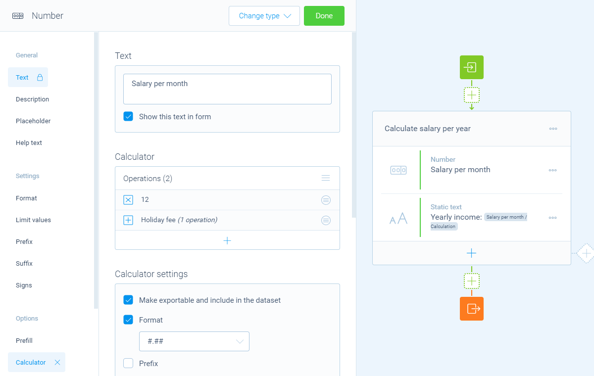 Screenshot of the form builder in Tripetto