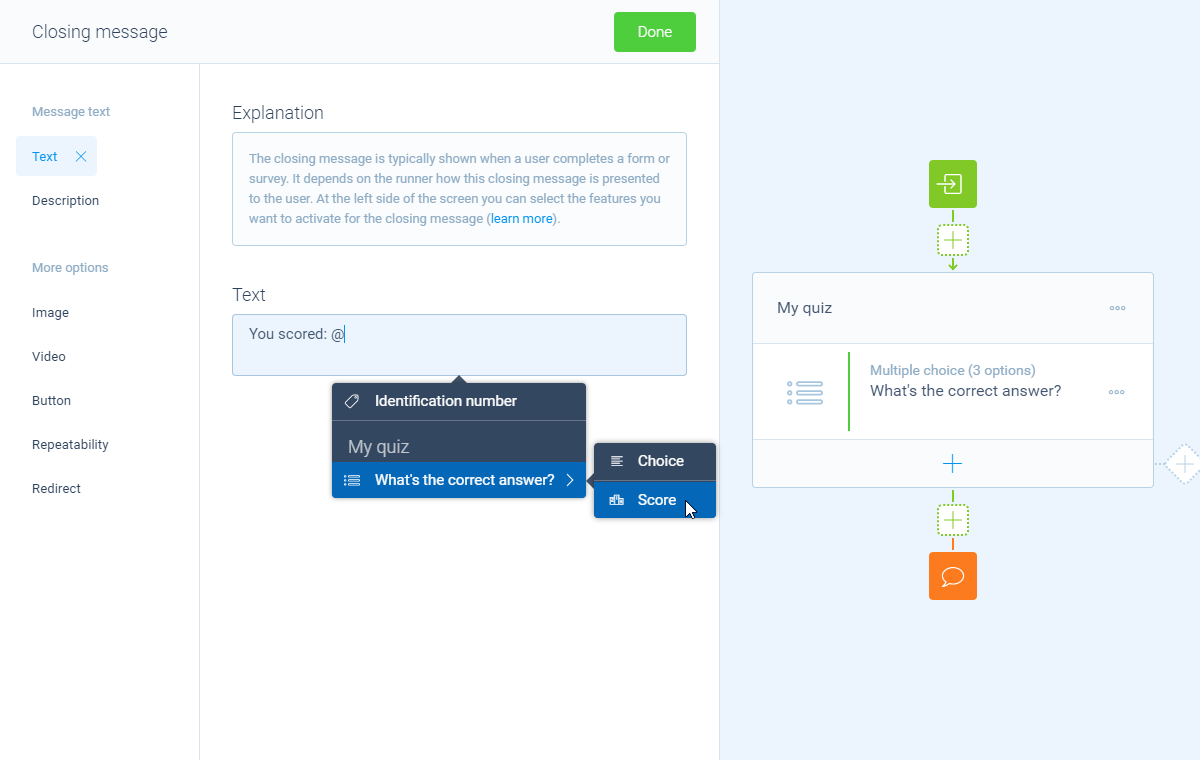 Screenshot of the form builder in Tripetto