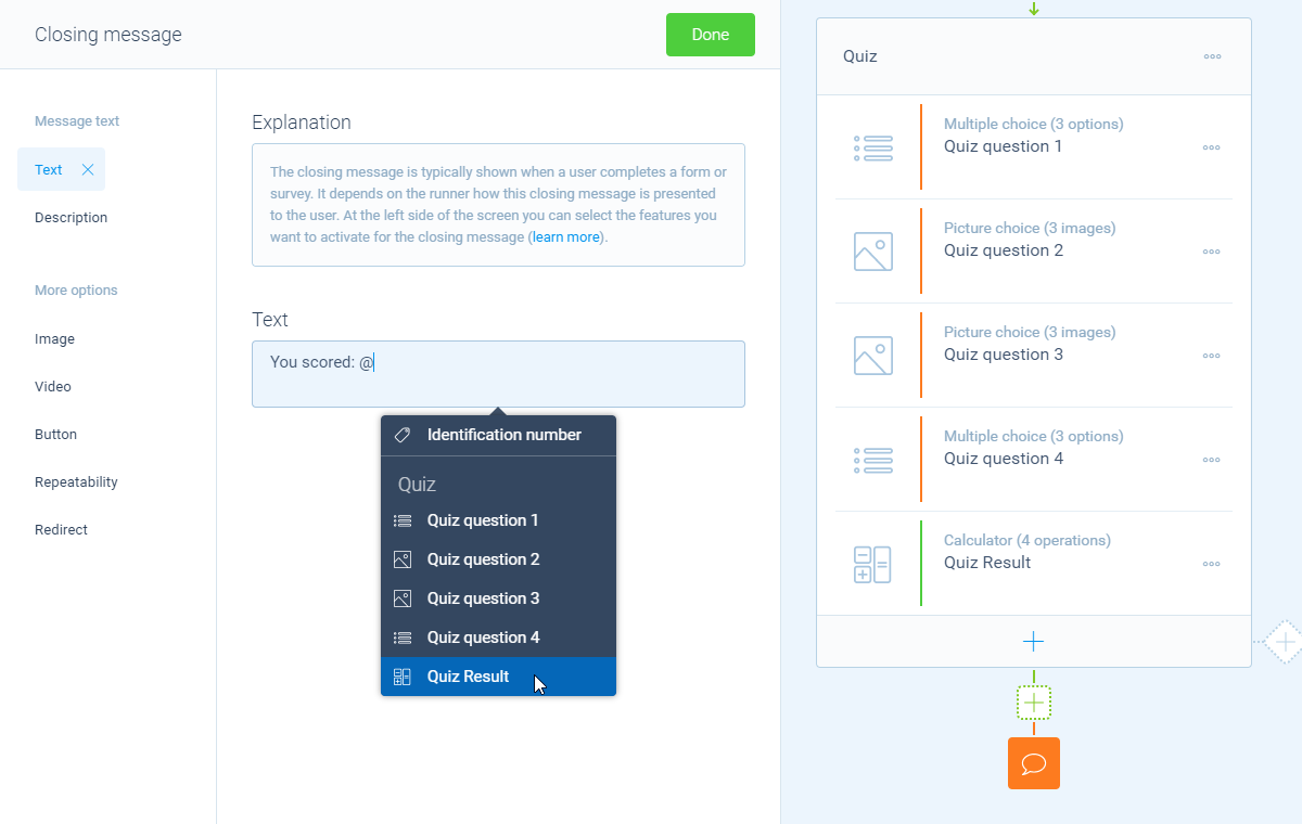 Screenshot of the form builder in Tripetto