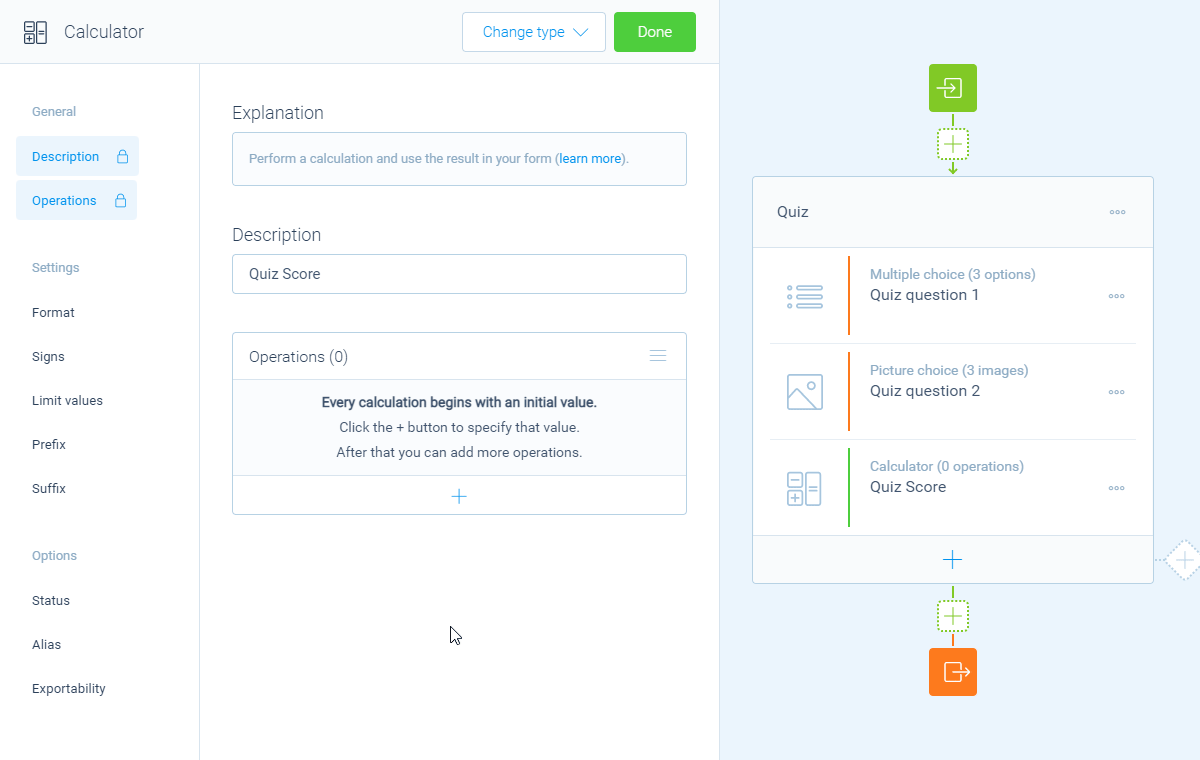 Screenshot of the form builder in Tripetto