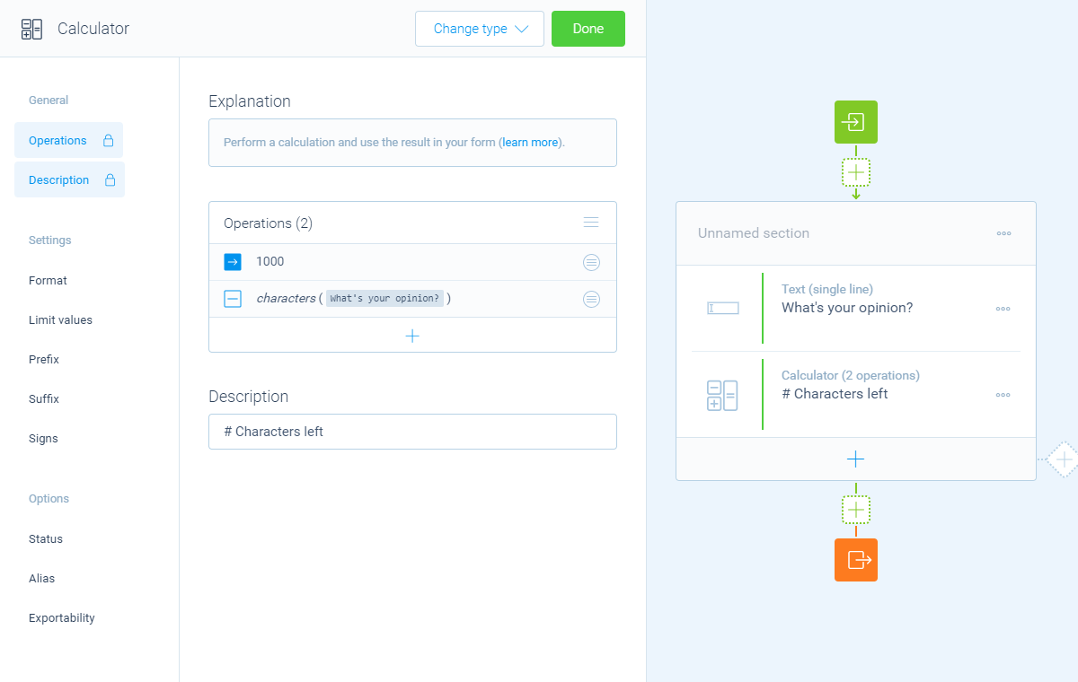 Screenshot of the form builder in Tripetto