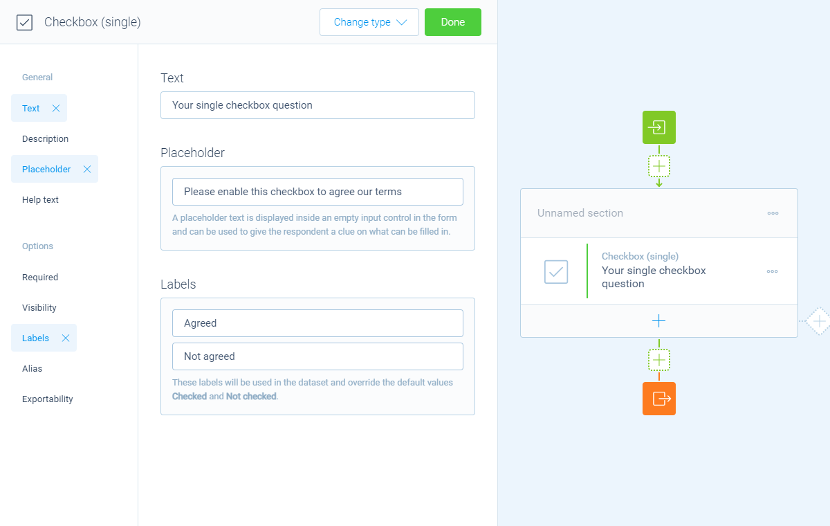 Screenshot of the form builder in Tripetto