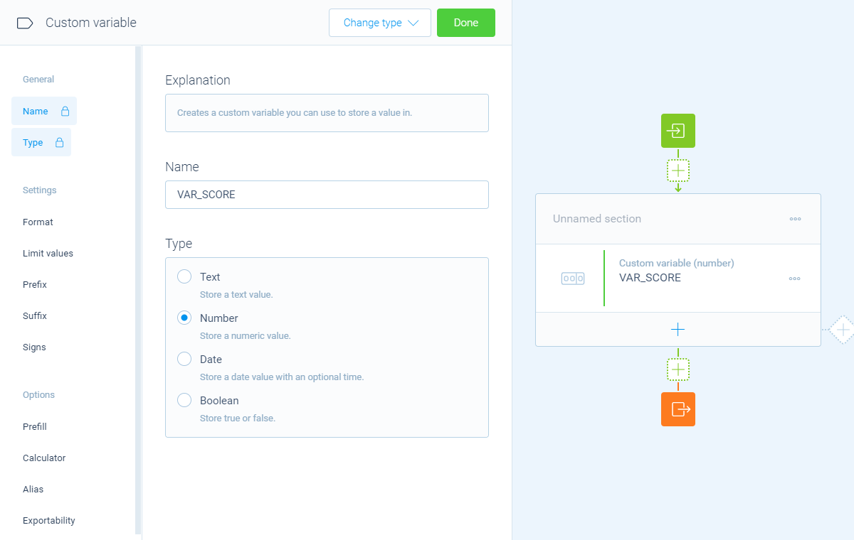 Screenshot of the form builder in Tripetto