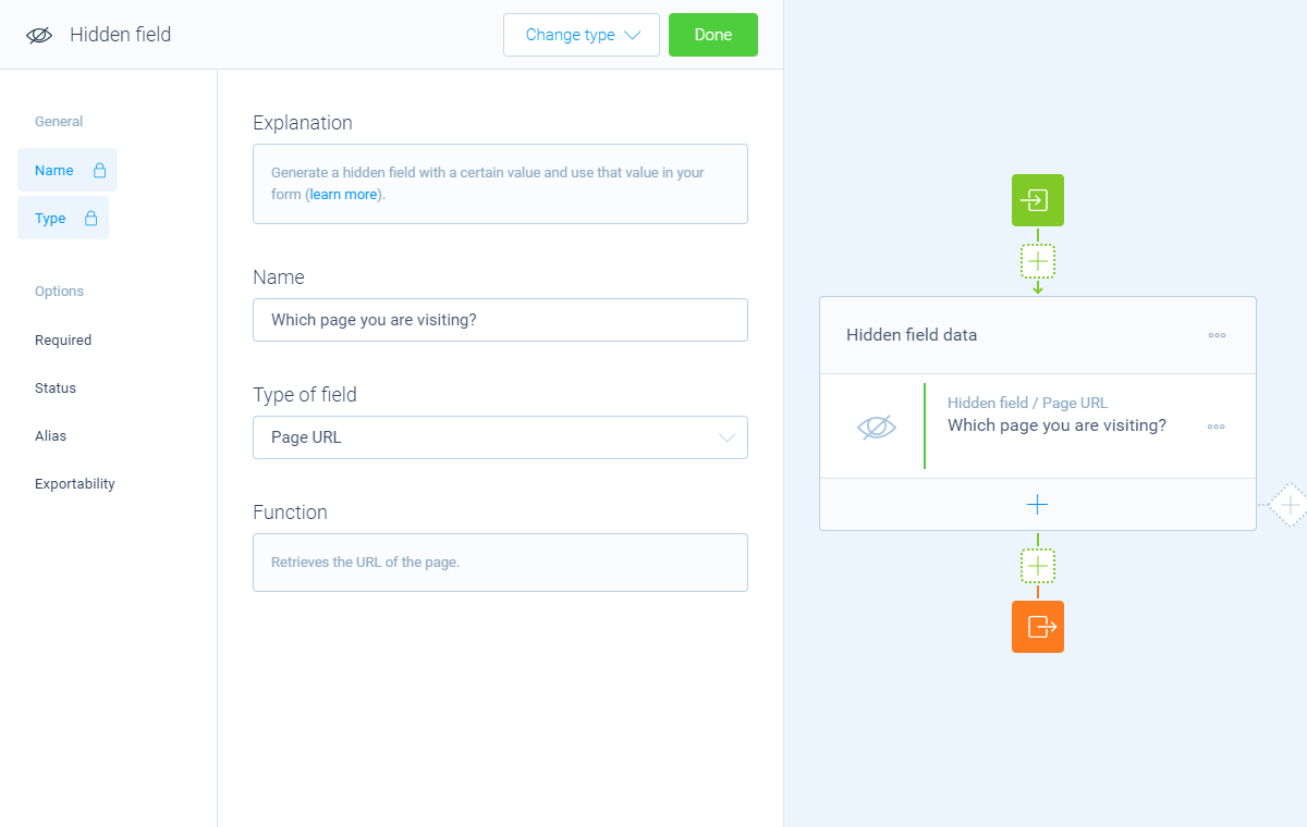 Screenshot of the form builder in Tripetto