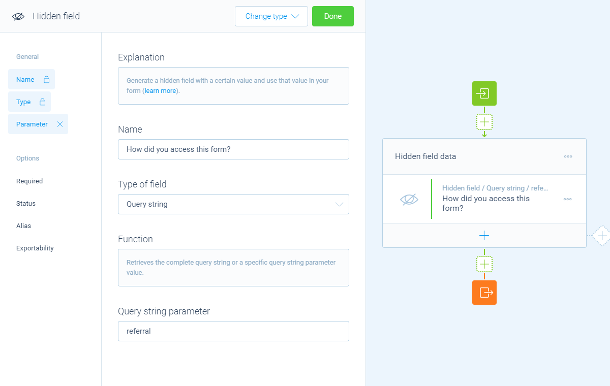 Screenshot of the form builder in Tripetto