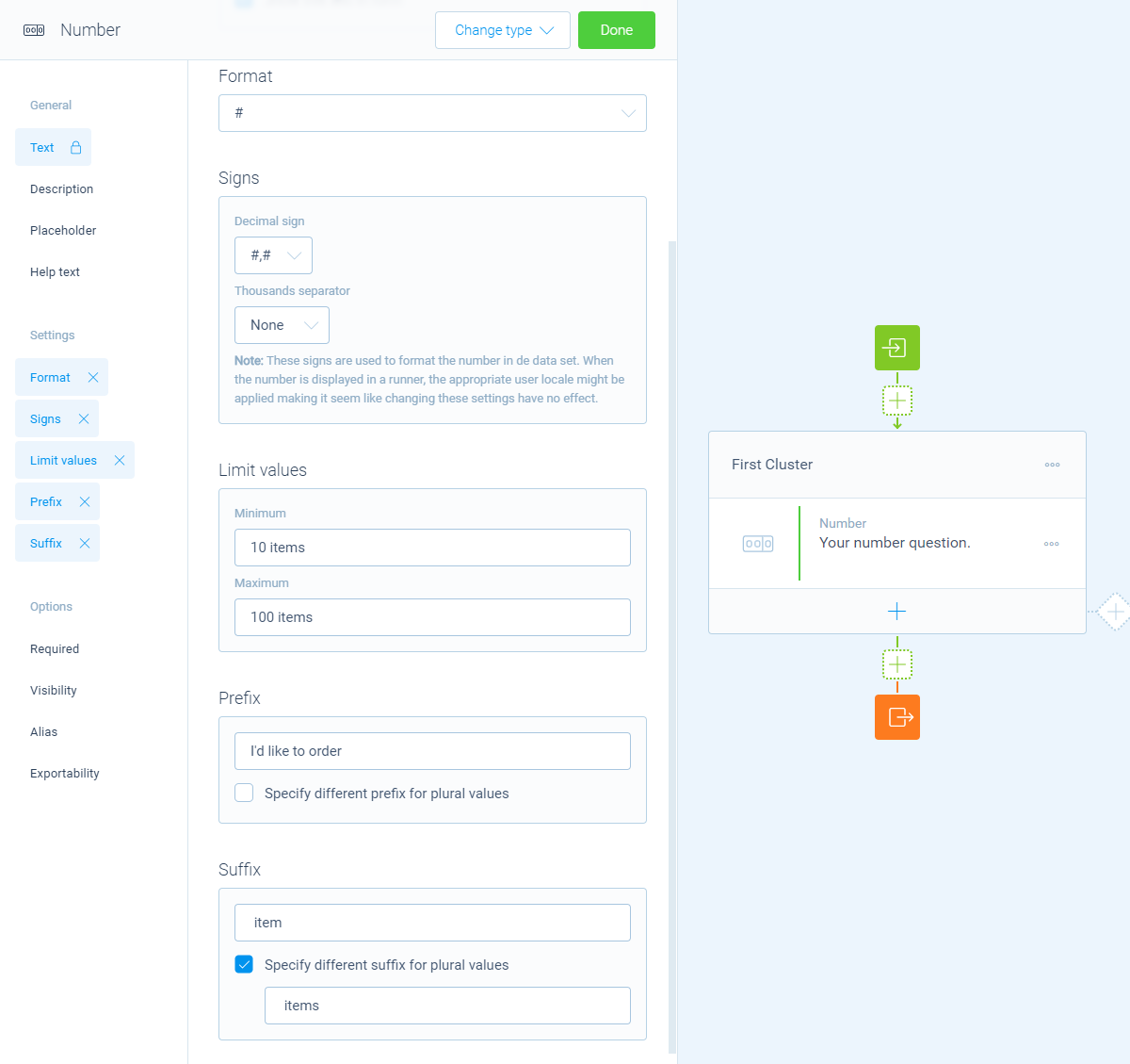 Screenshot of the form builder in Tripetto