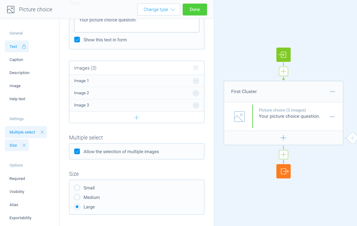 Screenshot of the form builder in Tripetto