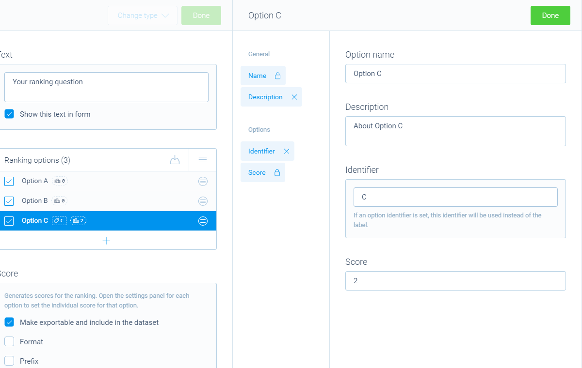 Screenshot of the form builder in Tripetto