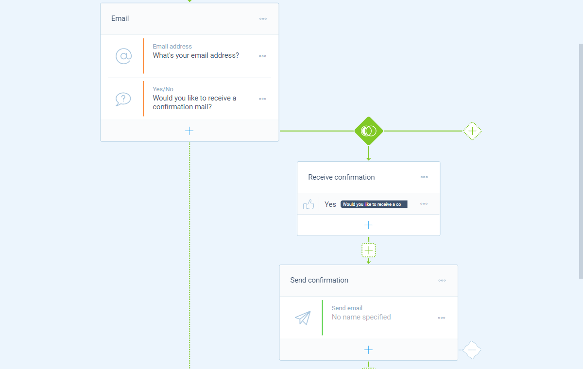 Screenshot of the form builder in Tripetto