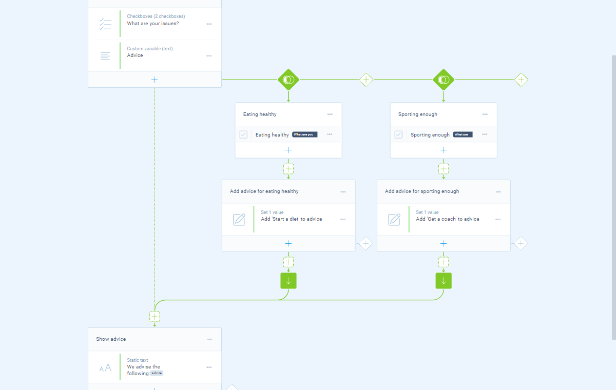 Screenshot of the form builder in Tripetto