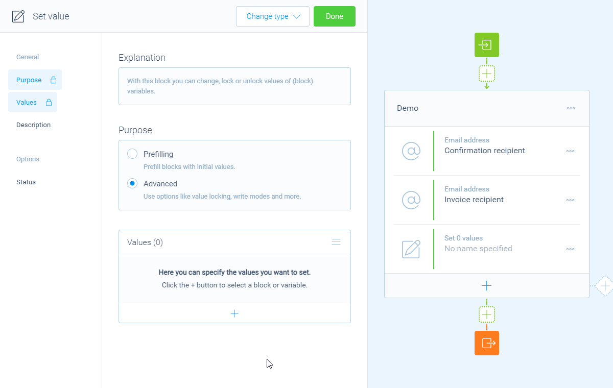 Screenshot of the form builder in Tripetto