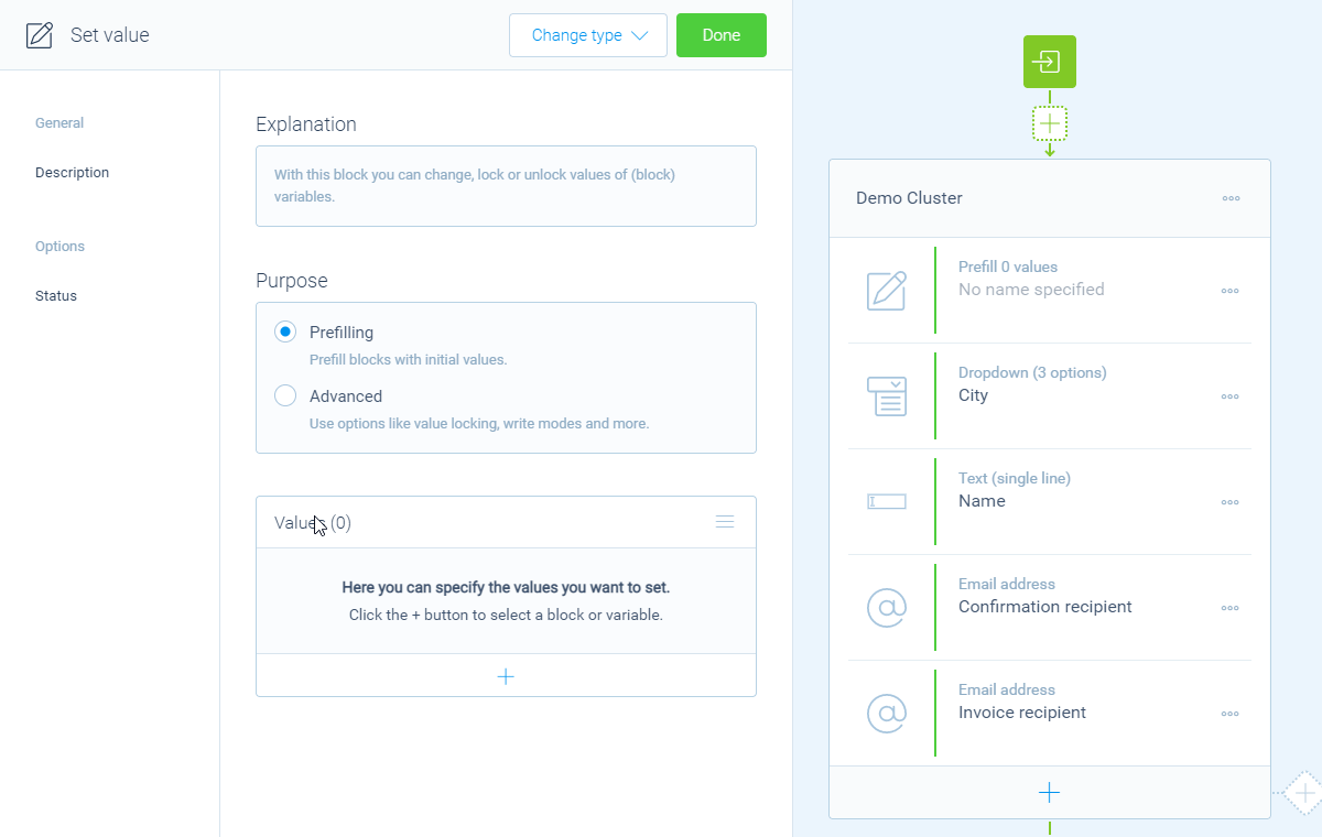 Screenshot of the form builder in Tripetto