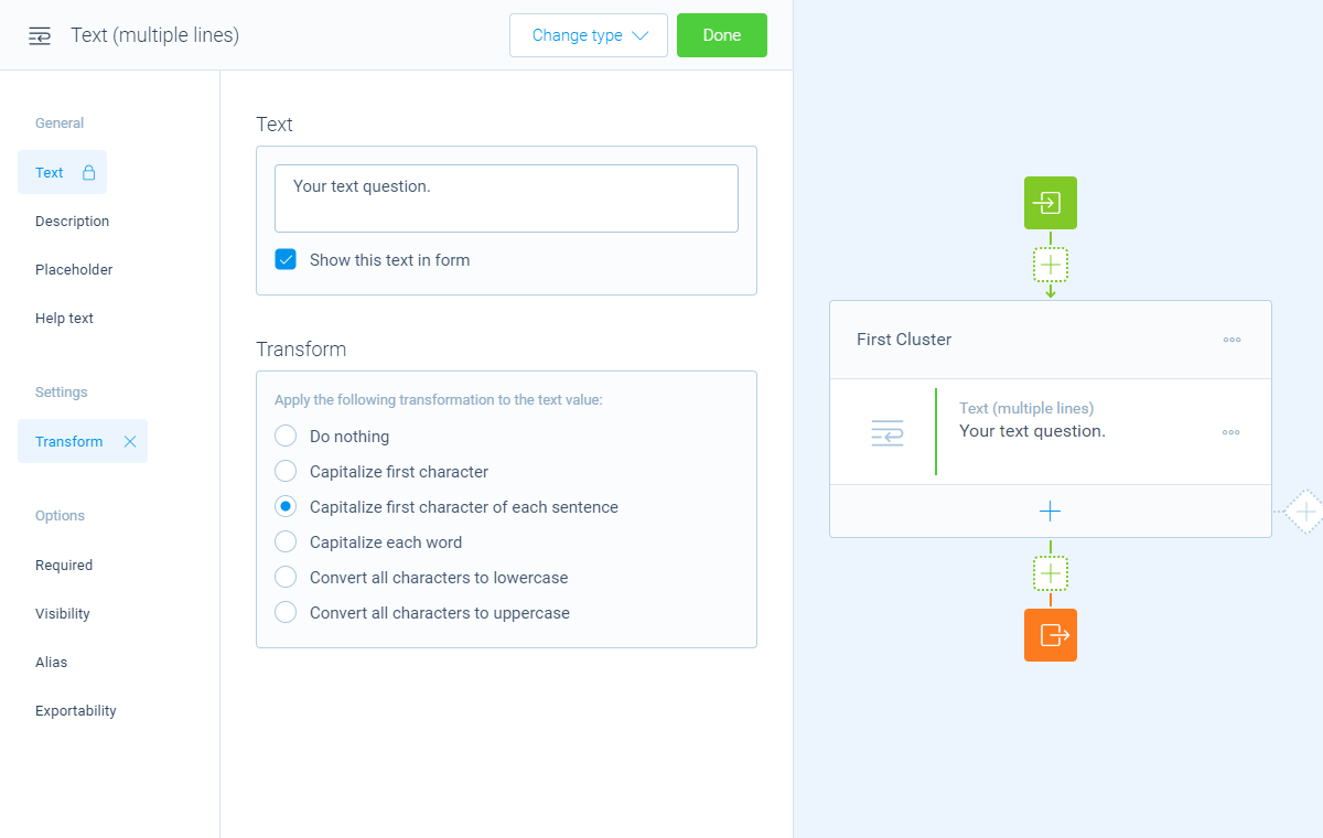 Screenshot of the form builder in Tripetto