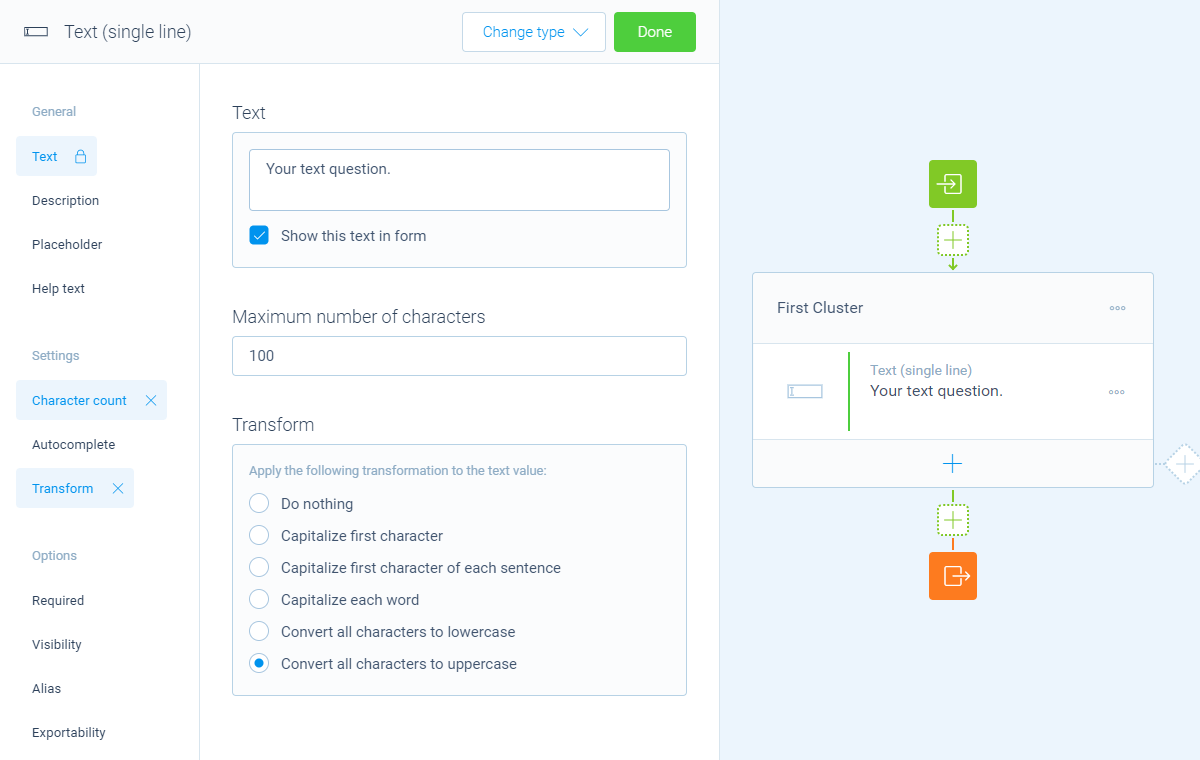 Screenshot of the form builder in Tripetto