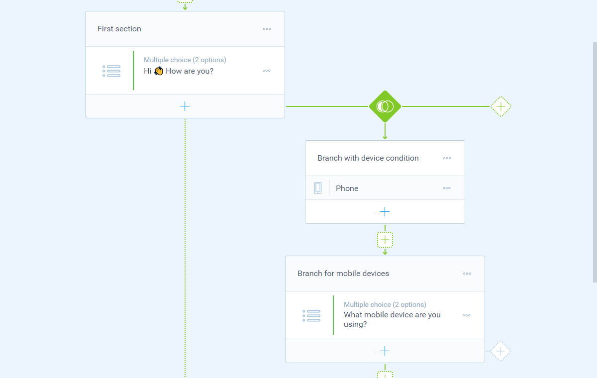 Screenshot of the form builder in Tripetto