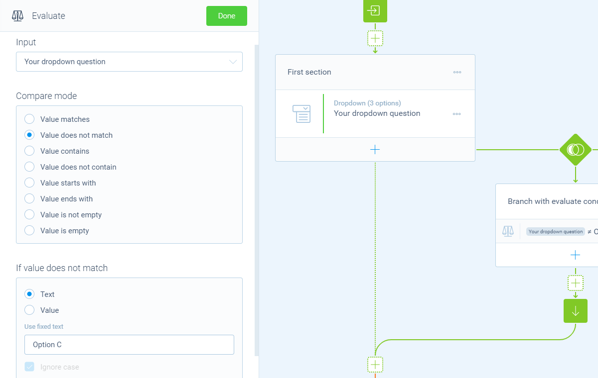 Screenshot of the form builder in Tripetto