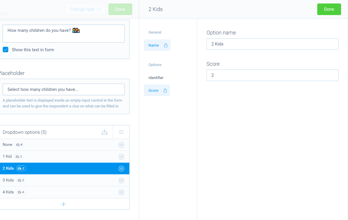 Screenshot of the form builder in Tripetto