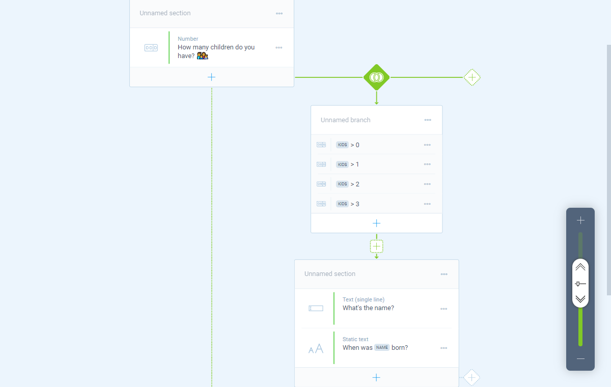 Screenshot of the form builder in Tripetto