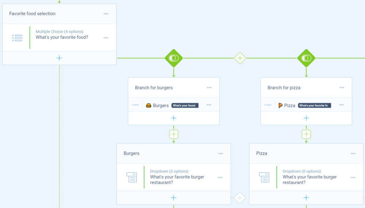 Screenshot of the form builder in Tripetto