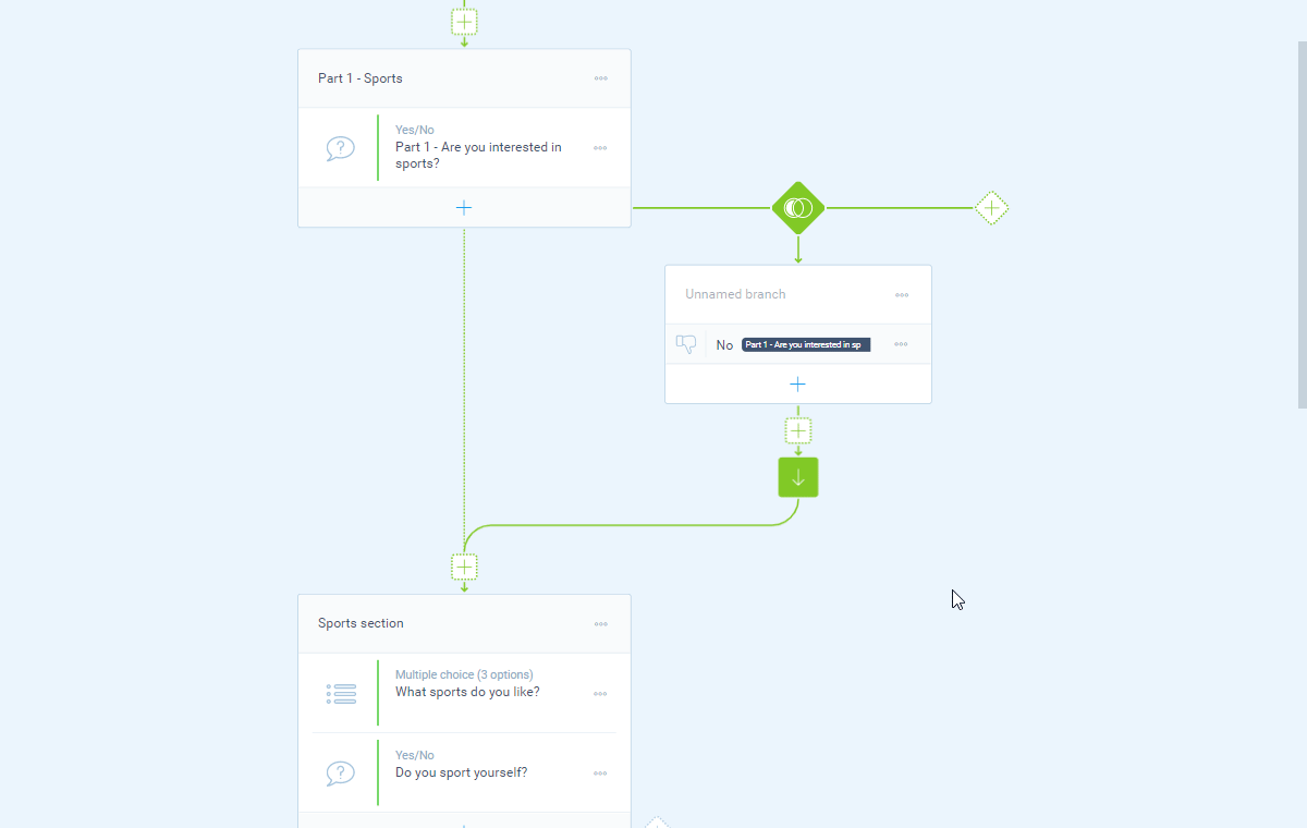 Screenshot of the form builder in Tripetto