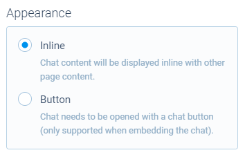 Screenshot of Appearance settings for chat form face in Tripetto