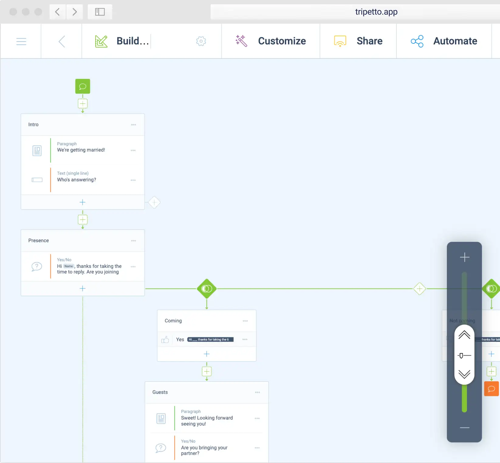 Screenshot of the storyboard of the form builder.