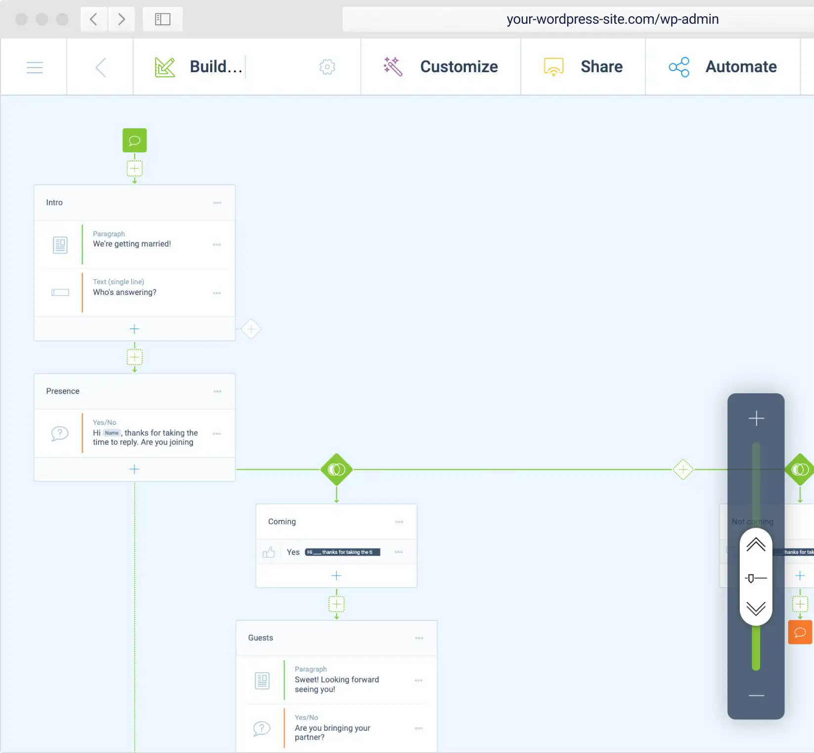 Screenshot of the storyboard of the form builder.